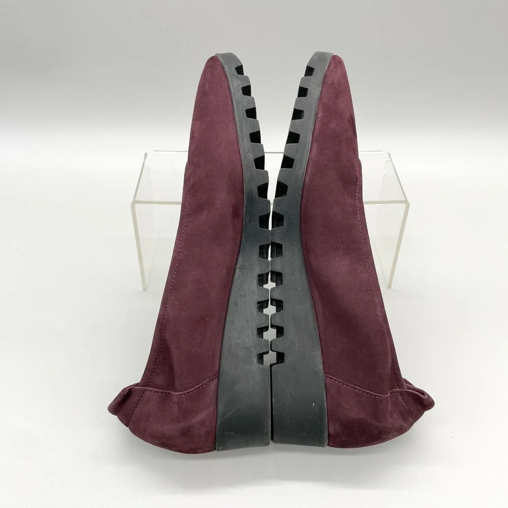 Arche Lomiss Burgundy Nubuck Wedge Ballet Flats Womens 40 Comfort Lagenlook Shoe
